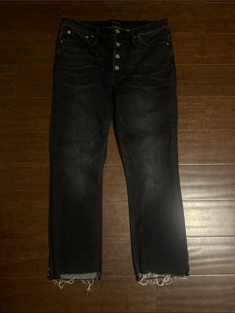 J. Crew Women’s Black Demi-Boot Crop Jeans with Raw Hem